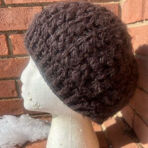 Vintage Chocolate Brown Crochet Knit Hat
